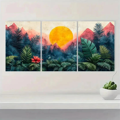 3pcs Leaf Collage Abstract Shapes LC    Wall Art Set Canvas Framed 60x90cm - High Quality Print 100% Australian Made Wall Canvas Ready to Hang
