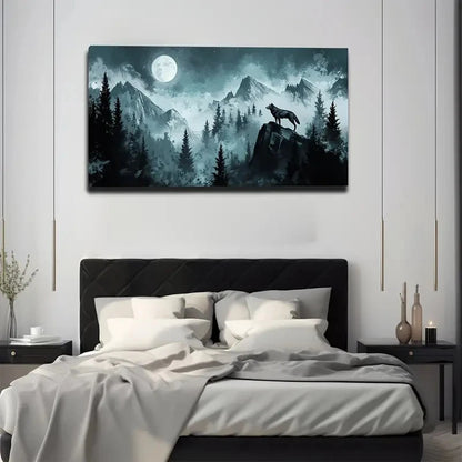 Scale Moonlit Mountain Wall Art canvas office home room framed 120x60cm - Bella Home Decor