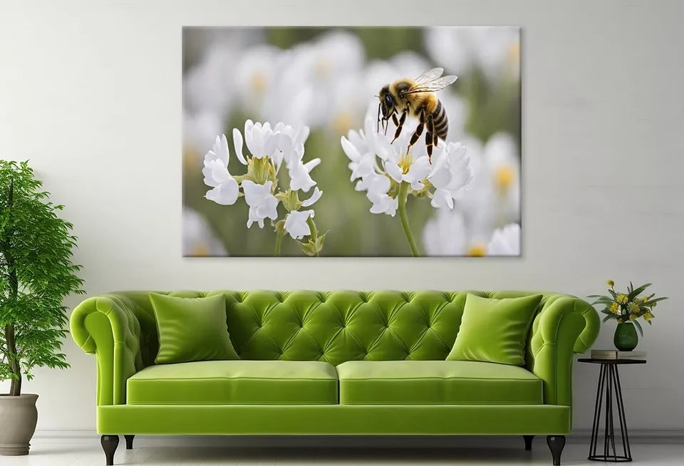 Elegant Bees Scooping Flowers  Wall Art Decor 100% Australian Made - Bella Home Decor