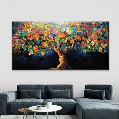 Fall Foliage Abstract Tree Wall Art Canvas Office Home Room Framed 120x60cm