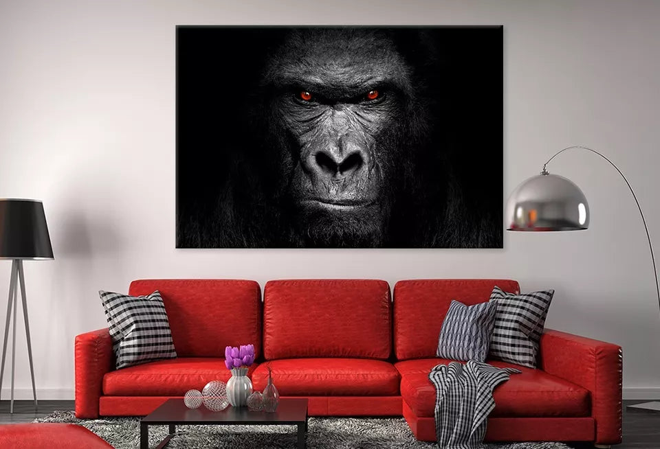 Black & White Gorilla Face Wall Art Decor 100% Australian Made - Bella Home Decor