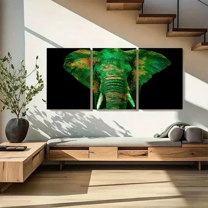 3pcs Green Elephant Watercolor Painting Wall Art Canvas Unframed - High Quality Print 100% Australian Made Wall Canvas