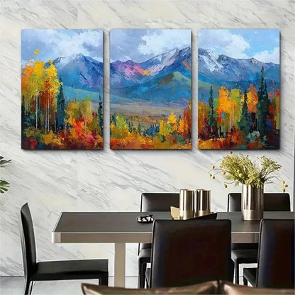 3pcs Abstract Landscape Mountains Trees Perfect Wall Art Set Canvas Framed 50x70cm - High Quality Print 100% Australian Made Wall Canvas Ready to Hang - Bella Home Decor