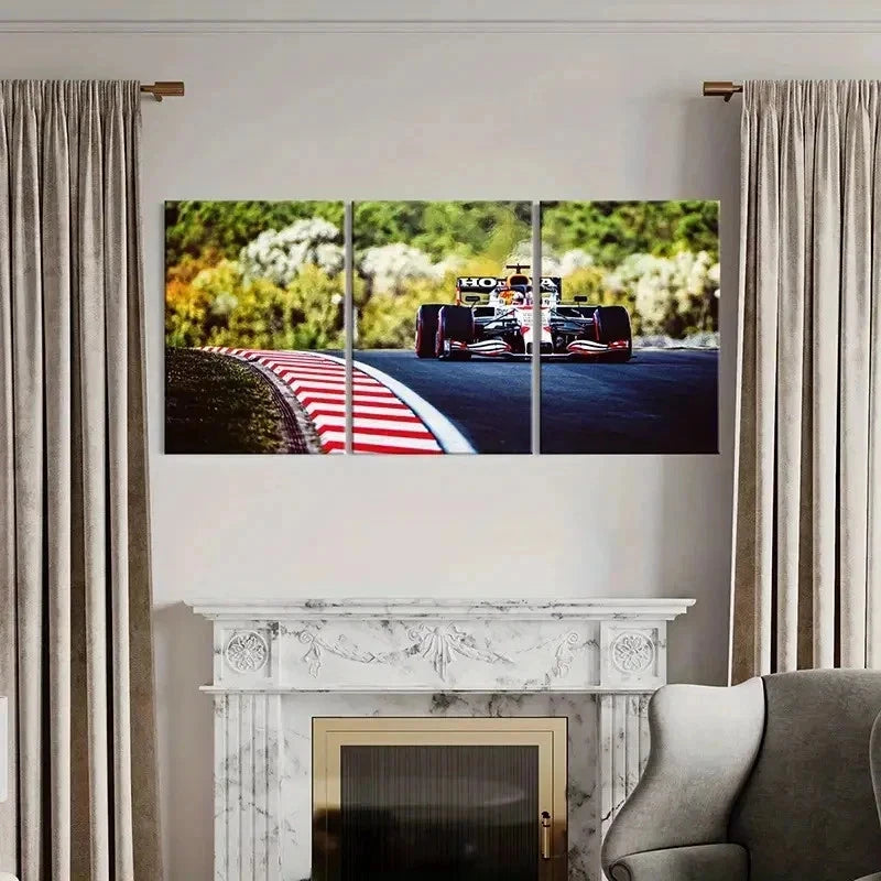 3pcs Formula One Racing Car Decoration Wall Art Set Canvas Framed 60x90cm - High Quality Print 100% Australian Made Wall Canvas Ready to Hang - Bella Home Decor