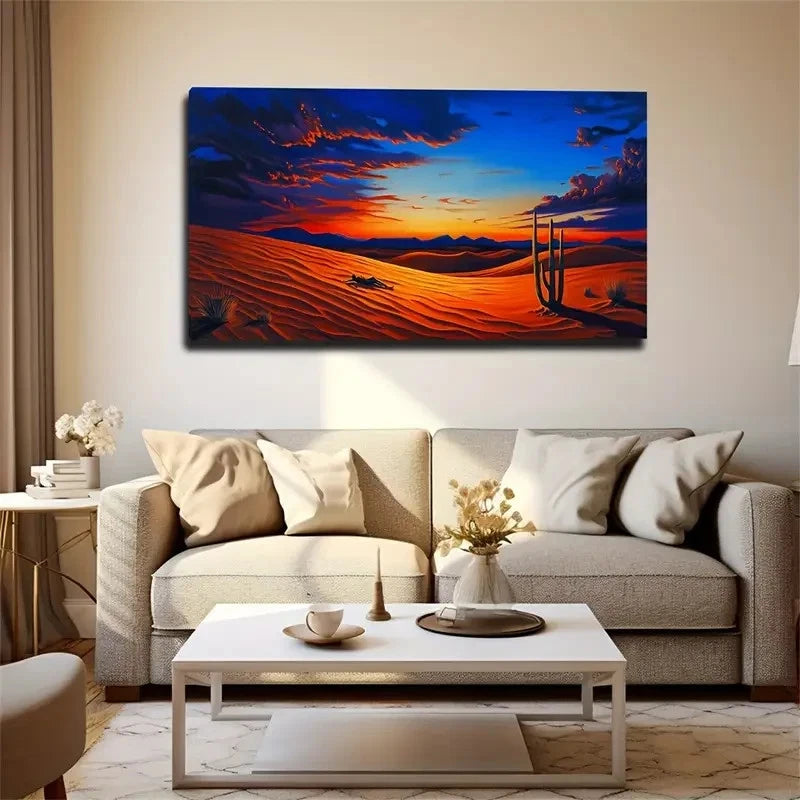 Bohemian Modern Desert Sunset Wall Art Canvas Office Home Room Framed 120x60cm