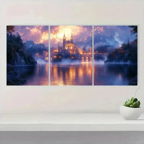 3pcs Enchanted Castle Canvas Art Print FI Wall Art Set Canvas Unframed - High Quality Print 100% Australian Made Wall Canvas - Bella Home Decor