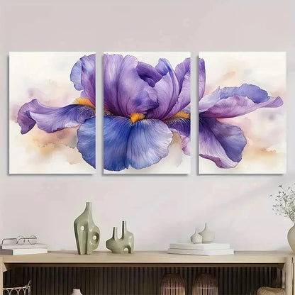 3pcs Floral Watercolor Flower Neutral Perfect Wall Art Set Canvas Framed 50x70cm - High Quality Print 100% Australian Made Wall Canvas Ready to Hang