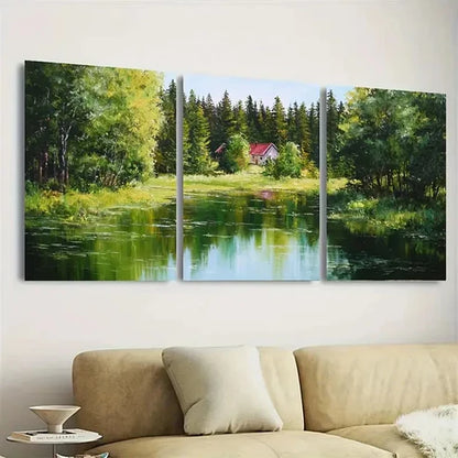 3pcs Shogvik Lake Wall Art Set Canvas Unframed - High Quality Print 100% Australian Made Wall Canvas - Bella Home Decor
