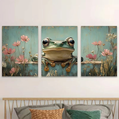 3pcs Botanical Amphibian Metal Print Ready to Hang Art - Bella Home Decor