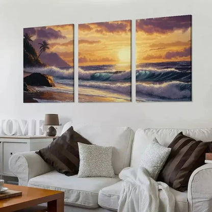 3pcs White Flower Graffiti on a Brown Backdrop  Art Set Canvas Unframed - High Quality Print 100% Australian Made Wall Canvas