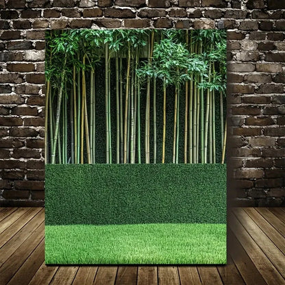 Beautiful Emerald Bamboo Grass Lawn Scene 40x60cm Metal Print Ready to Hang - Bella Home Decor