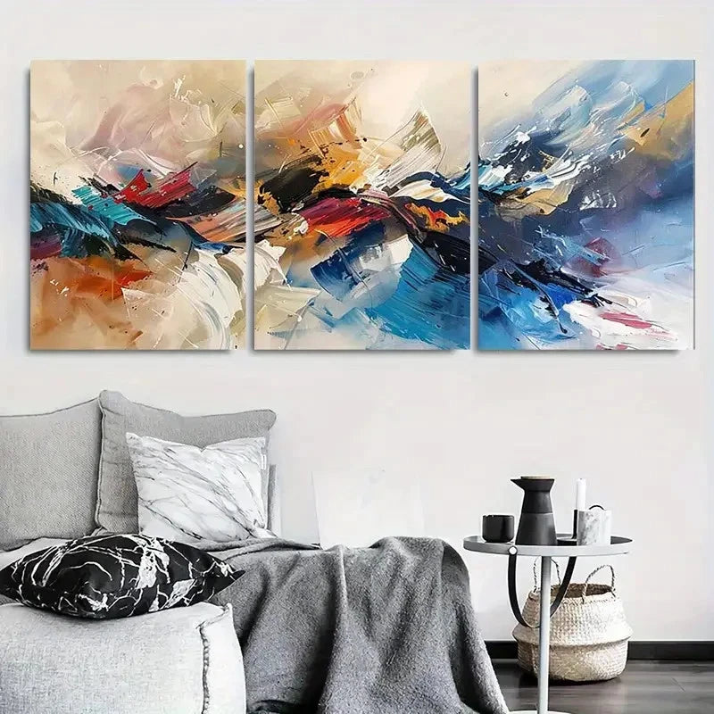 3pcs Abstract Vibrant Colorful Modern Metal Print Ready to Hang Art - Bella Home Decor