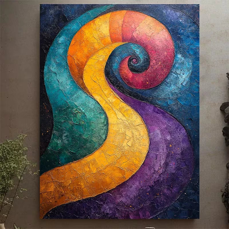 Klimt-Inspired Swirling Colors & Textured Patterns Metal Print Ready to Hang