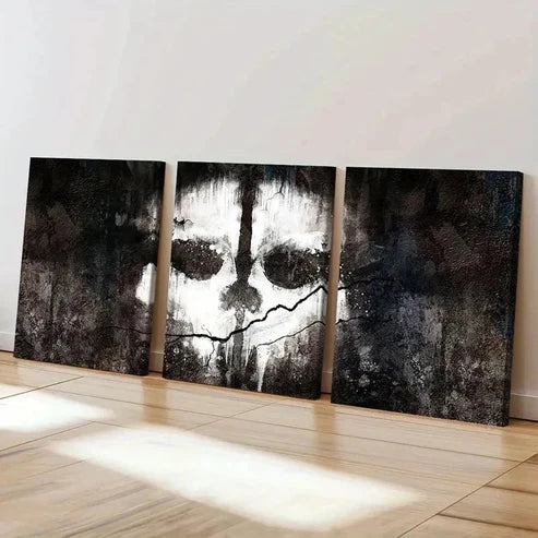 3pcs Game Character Art GHOST Symbol Wall Art Set Canvas Unframed - High Quality Print 100% Australian Made Wall Canvas - Bella Home Decor