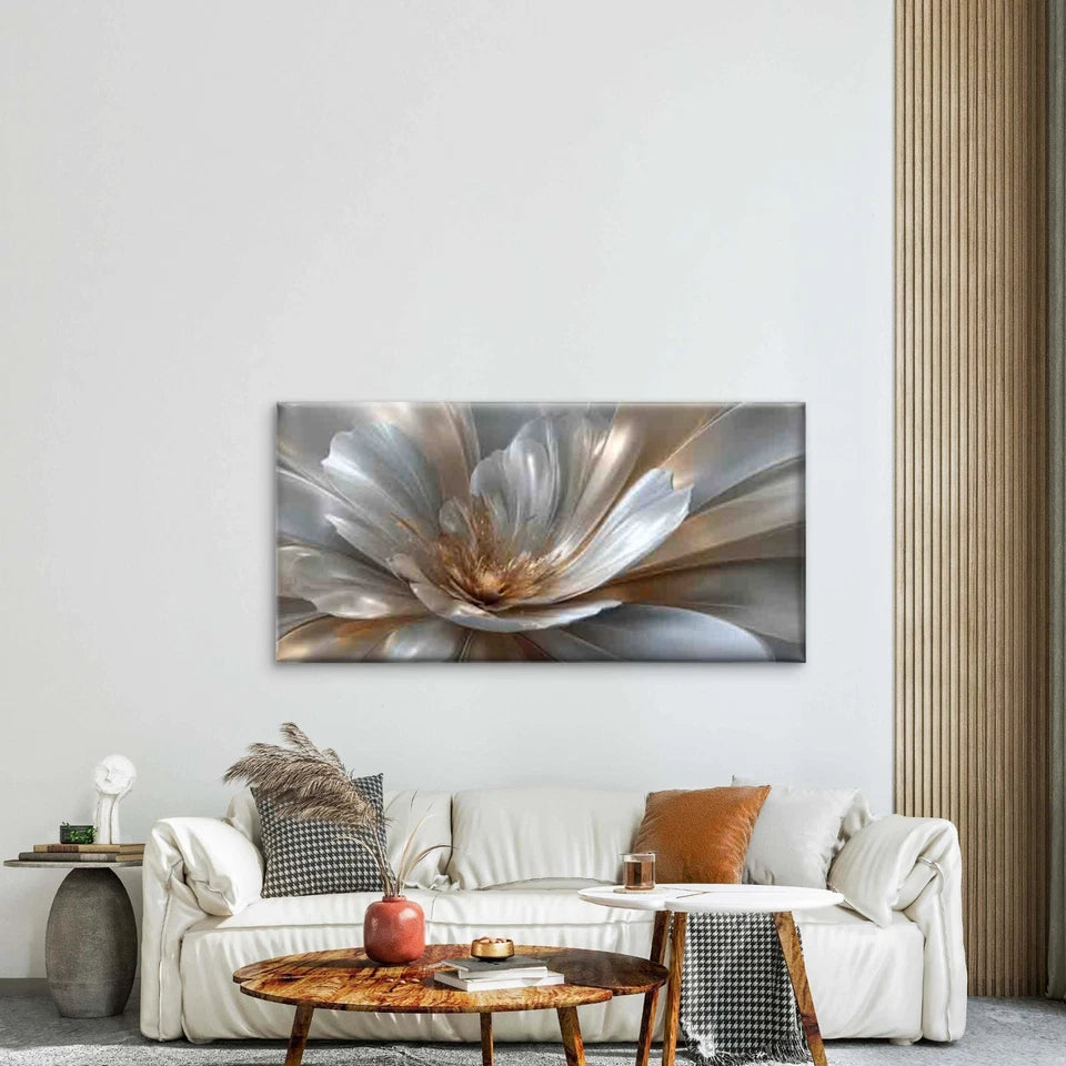 Flowering Elegance Glistening Wall Art Canvas Office Home Room Framed 120x60cm - Bella Home Decor