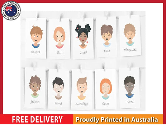 NEW (LAMINATED) Feelings Flash Cards (61X91CM) Educational CHART PICTURE PRINT