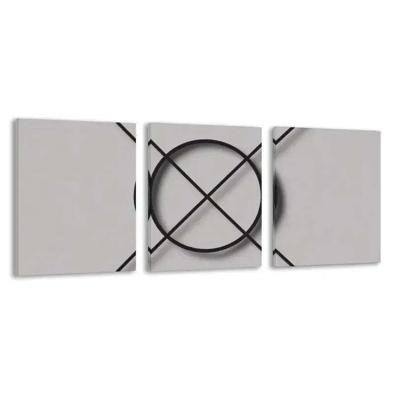 3pcs Abstract Geometric Design Black & White Wall Art Set Canvas Framed 40x60cm - High Quality Print 100% Australian Made Wall Canvas Ready to Hang - Bella Home Decor