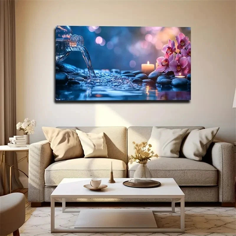 Vibrant Blooming Pink Orchids Wall Art Canvas Office Home Room Framed 120x60cm