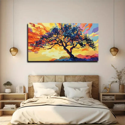Sky & Tree Of Life Décor Wall Art Canvas Office Home Room Framed 120x60cm