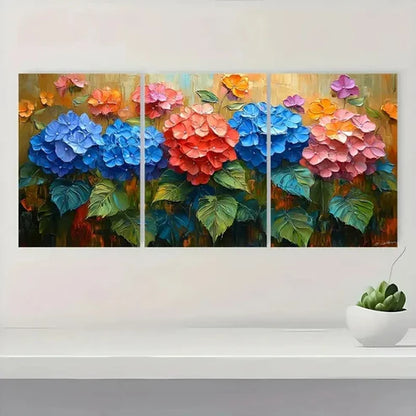 3pcs Hydrangea Painting House Artwork Floral  Wall Art Canvas Unframed - High Quality Print 100% Australian Made Wall Canvas - Bella Home Decor