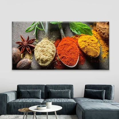 Modern Spices & Herbs Wall Art Canvas Office Home Room Framed 120x60cm
