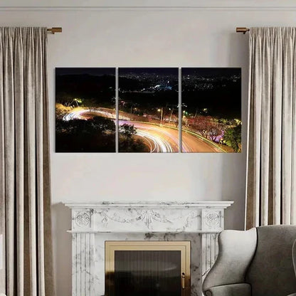 3pcs City Night View Roads Light Trails Wall Art Canvas Unframed - High Quality Print 100% Australian Made Wall Canvas - Bella Home Decor