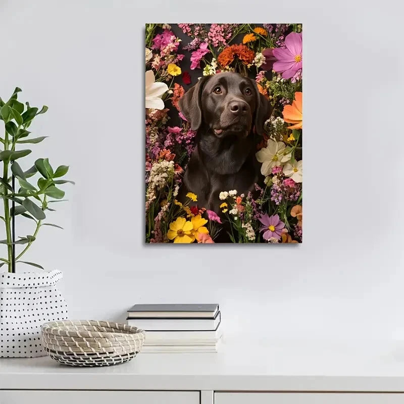Adorable Labrador Retriever with Vibrant Painting 40x60cm Metal Print Ready to Hang - Bella Home Decor