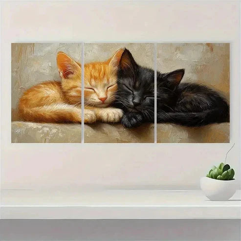 3pcs Cat Portrait Artwork Animal Art TY Wall Art Set Canvas Unframed - High Quality Print 100% Australian Made Wall Canvas - Bella Home Decor
