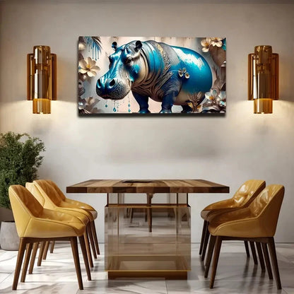 Good-Looking Hippo Wall Art Canvas Office Home Room Framed 120x60cm