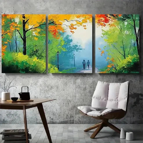 3pcs Serene Autumn Forest Landscape Wall Art Set Canvas Unframed - High Quality Print 100% Australian Made Wall Canvas