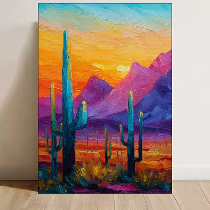 Saguaro Cacti & Desert Landscape 60x90cm Metal Print Ready to Hang