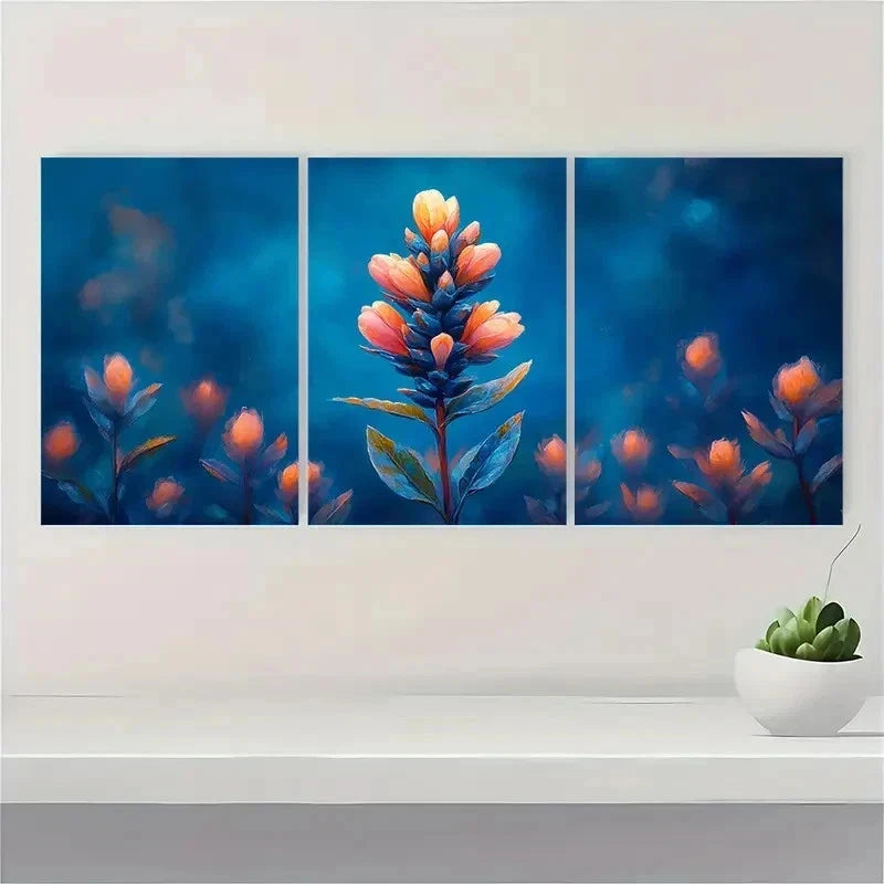 3pcs Paintbrush Flower Castilleja Perfect Wall Art Set Canvas Framed 50x70cm - High Quality Print 100% Australian Made Wall Canvas Ready to Hang