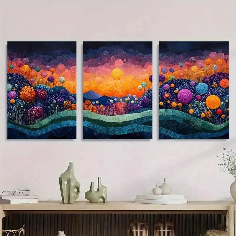 3pcs Vertical Abstract Coral Narrow Perfect Wall Art Set Canvas Framed 50x70cm - High Quality Print 100% Australian Made Wall Canvas Ready to Hang.