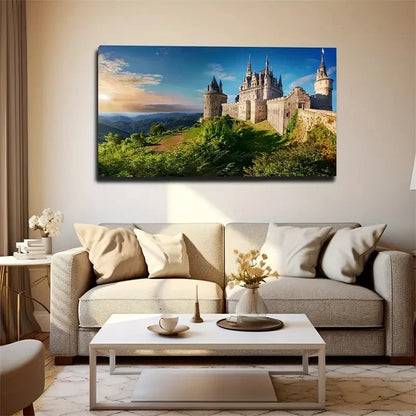 A Beautiful Castle Wall Art Canvas Office Home Room Framed 120x60cm