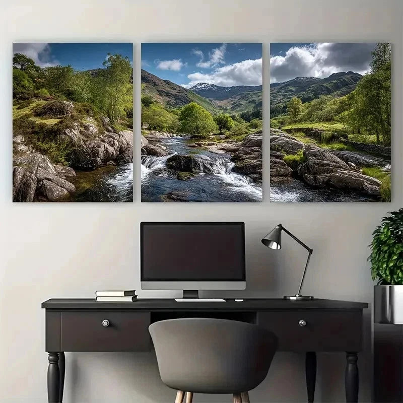 3pcs Beddgelert Snowdonia Travel Poster Perfect Wall Art Set Canvas Framed 50x70cm - High Quality Print 100% Australian Made Wall Canvas Ready to Hang - Bella Home Decor