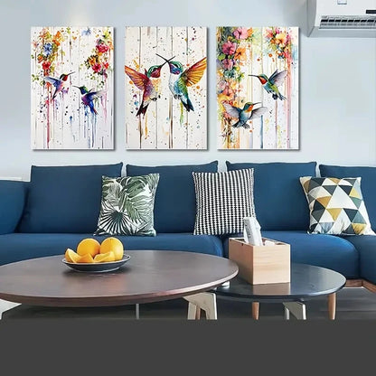 3pcs Hummingbird Kitchen Dorm Corridor  Wall Art Canvas  Framed 60x90cm - High Quality Print 100% Australian Made Wall Canvas Ready to Hang