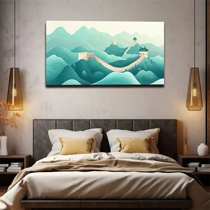 Layered Mountain Landscape Wall Art Canvas Office Home Room Framed 120x60cm