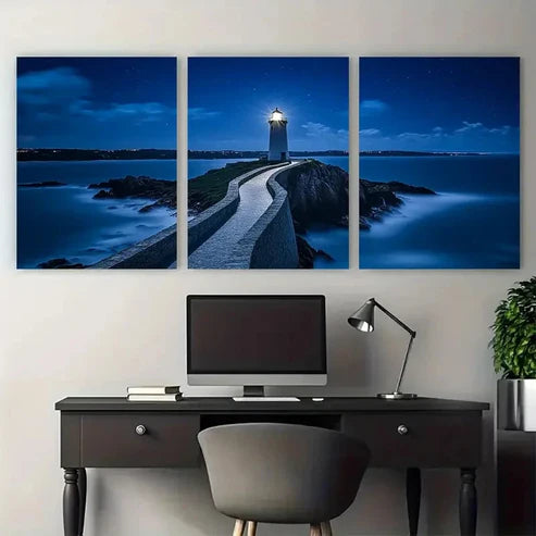 3pcs Coastal Scene Lighthouse Décor Wall Art Canvas Unframed – High Quality Print 100% Australian Made Wall Canvas - Bella Home Decor