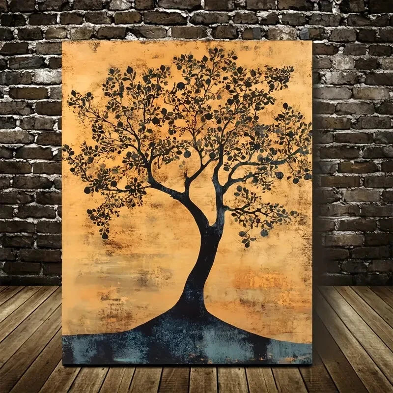 Beautiful Flourishing Pear Tree Forest Painting 40x60cm Metal Print Ready to Hang - Bella Home Decor