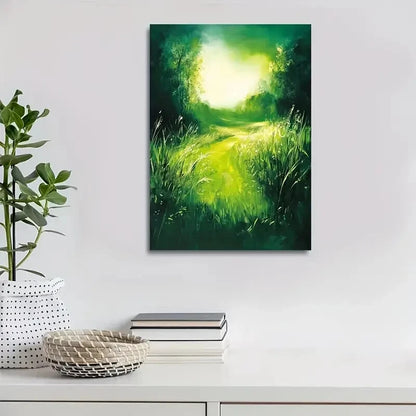 Green Mint Grass Meadow Landscape 40x60cm Metal Print Ready to Hang - Bella Home Decor