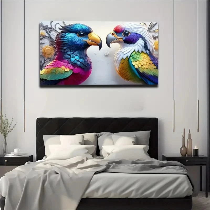 Vibrant Parrot Modern Décor Wall Art Canvas Office Home Room Framed 120x60cm
