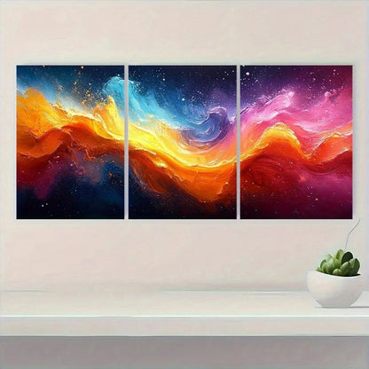 3pcs Vibrant Abstract Colorful Burst Textured Wall Art Set Canvas Framed 40x60cm - High Quality Print 100% Australian Made Wall Canvas Ready to Hang