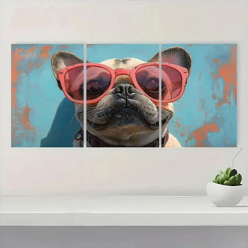 3pcs Summertime Fun Fine Dog tu  Wall Art Set Canvas Unframed - High Quality Print 100% Australian Made Wall Canvas