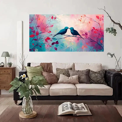 Romantic Bird Couple Wall Art Canvas Office Home Room Framed 120x60cm