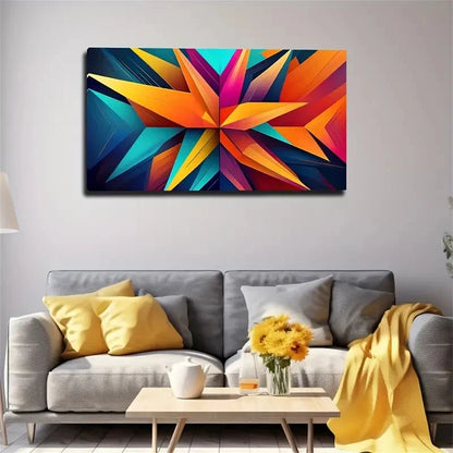 Colorful Geometric Star Design Wall Art Canvas Office Home Room Framed 120x60cm