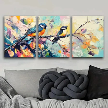 3pcs Birds Perched on Branches Nature Perfect Wall Perfect Wall Art Set Canvas Unframed - High Quality Print 100% Australian Made Wall Canvas - Bella Home Decor