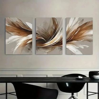 3pcs Abstract Flowing Design Digital Art Prints Metal Print Ready to Hang Art - Bella Home Decor