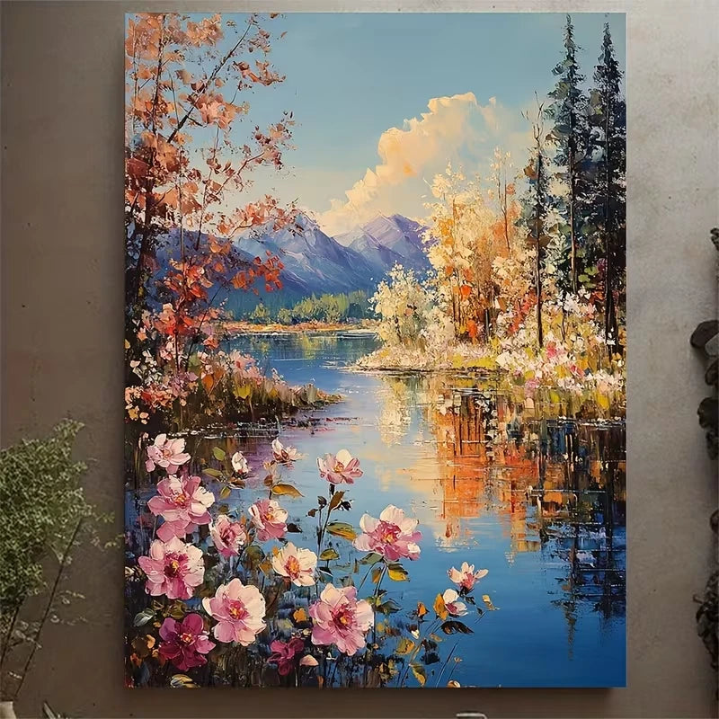 Serene Rainbow Over Calm River 60x90cm Metal Print Ready to Hang