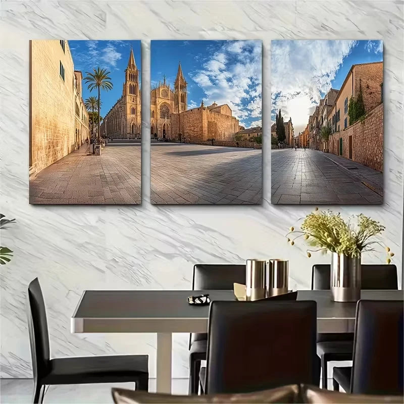 3pcs Palma de Mallorca La Seu Metal Print Ready to Hang Art