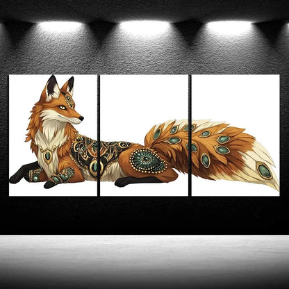 3pcs Beautiful Red Fox Big Tail Metal Print Ready to Hang Art - Bella Home Decor
